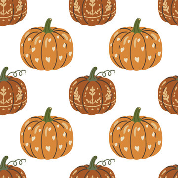 Pumpkins seamless pattern for seasonal autumnal design.