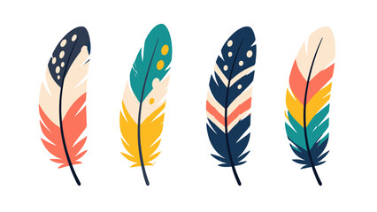 Set of four colorful decorative feather vector illustrations © icon_art