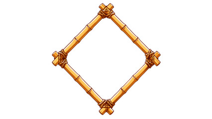 Square bamboo frame tied with rope in cartoon vector style © icon_art