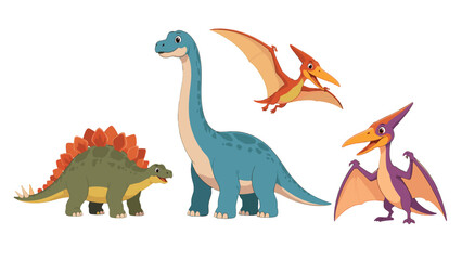 Cartoon dinosaur and pterosaur characters isolated on white © icon_art
