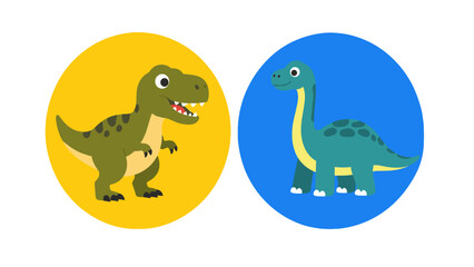 Cute cartoon dinosaur characters in colorful circular frames © icon_art