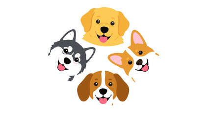 Cute cartoon dog faces set in flat vector style © icon_art