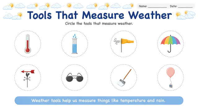 Weather measuring tools. Educational infographic for kids