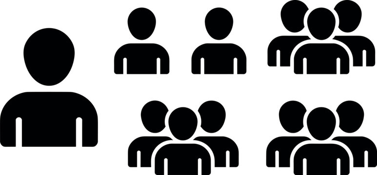 People user group icon set in black silhouettes for profile account audience community teamwork business vector design elements