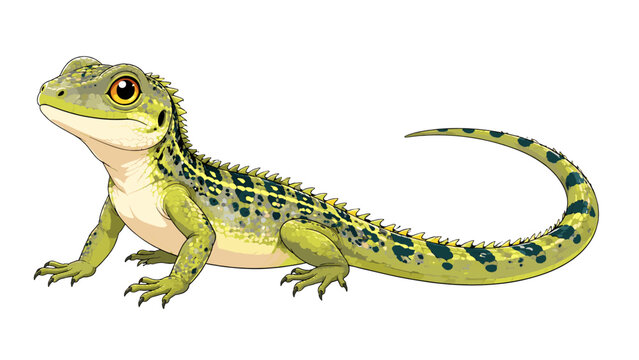 Green spotted lizard cartoon vector illustration isolated