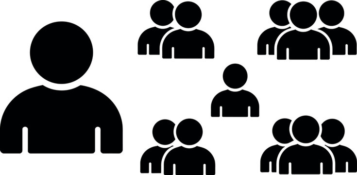 People user group icon set in black silhouettes for profile account audience community teamwork business vector design elements