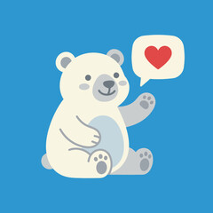 Cute cartoon polar bear with love heart speech bubble © ipan