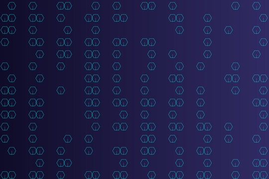 Digital data stream background. Abstract blue code matrix with glowing binary dots.