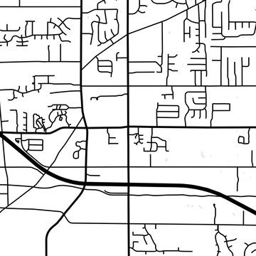 Symbol Map of the City North Royalton (Ohio, USA) showing the city center with a simple road network of black lines
