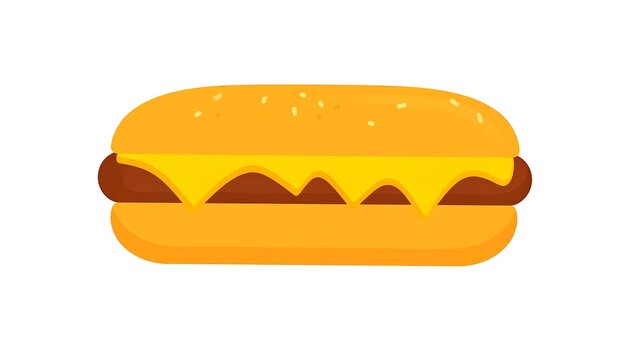 A digital illustration of a cheeseburger with melted cheese