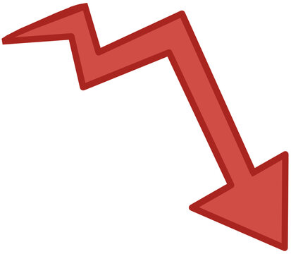 Red Down Arrow Icon Showing Decline and Loss