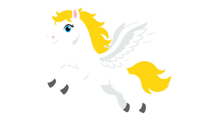 White winged pony with yellow mane in cartoon vector style © Andrei