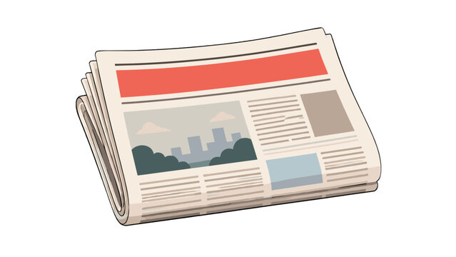 Folded newspaper with headline and article layout illustration
