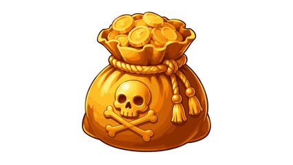 Cartoon gold coin bag with skull emblem vector illustration © Andrei