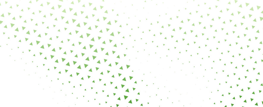 Abstract green triangle halftone pattern on white background. Geometric wave design vector illustration.