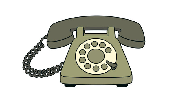 Vintage rotary telephone vector illustration on white background