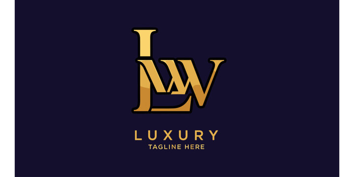 Luxury gold monogram with letters l and w for premium branding
