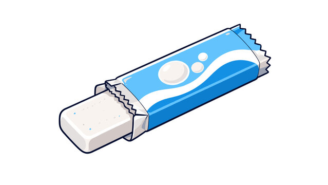 Wrapped chewing gum stick in blue foil package illustration