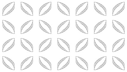 Fototapeta premium Seamless black and white pattern minimalist line art abstract floral leaf shapes for coloring book. Minimalist monochrome geometric seamless pattern with twisted outline leaf motif.