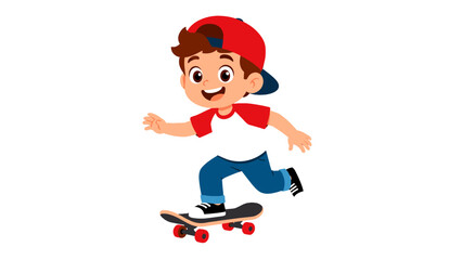 Cartoon boy riding a skateboard in casual clothes © Andrei