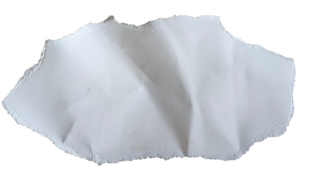 Realistic torn white paper texture, isolated on a transparent background