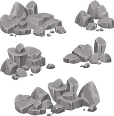 Game landscape rock element flat set vector © Buddhadeb