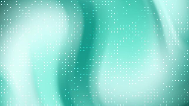 Abstract aqua teal gradient background with soft wavy light patterns and white digital pixel grid. Perfect for modern design projects.