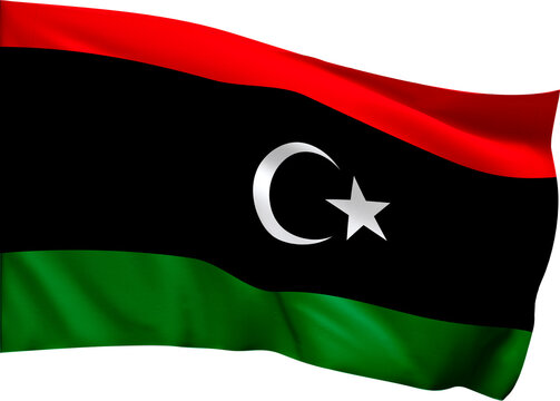 Libya Flag PNG with Transparent Background, Waving National Flag of Libya, Libya Country Symbol for Travel, Geography, Culture and International Design
