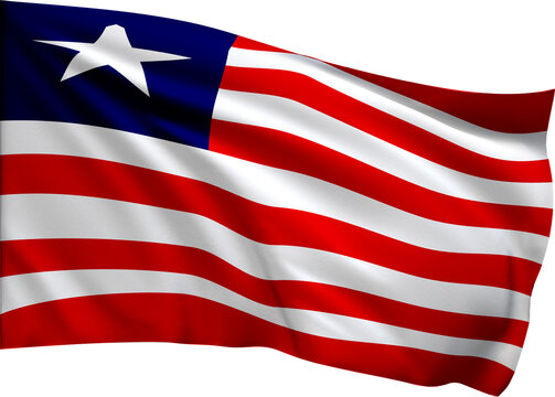 Liberia Flag PNG with Transparent Background, Waving National Flag of Liberia, Liberia Country Symbol for Travel, Geography, Culture and International Design