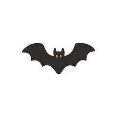 Fototapeta premium Halloween flying bat with spread wings in a flat decorative spooky style.
