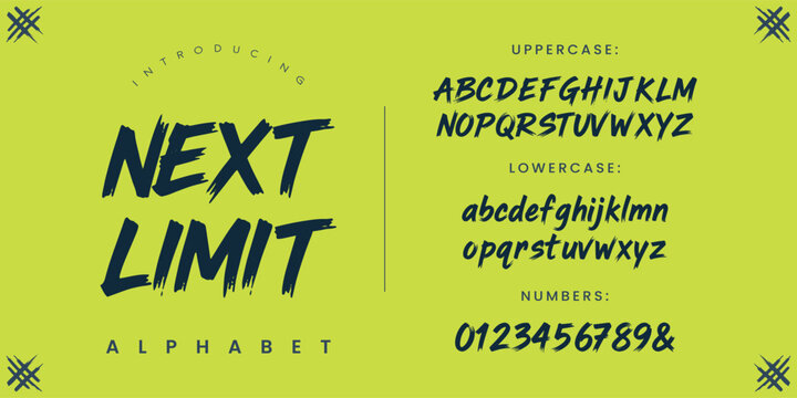 NEXT LIMIT Alphabet Brush Font Typeface Featuring Hand Painted Dry Texture Style Letters
