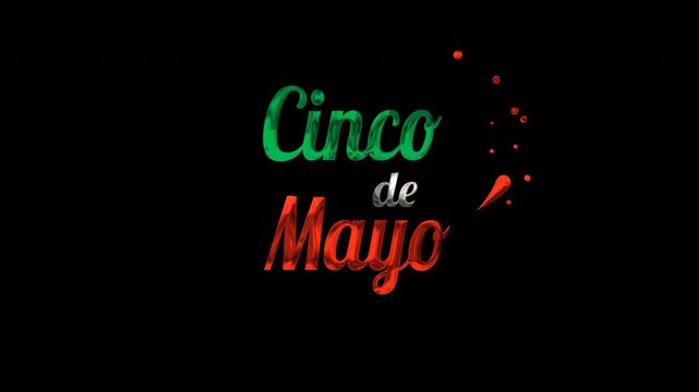 Cinco de mayo typography animation appearing on a black background