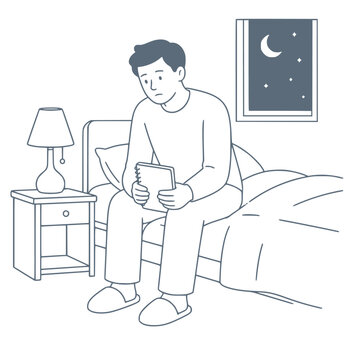Person unable to sleep from financial worry, money anxiety vector illustration