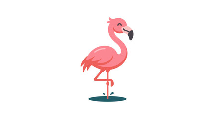 Obraz premium Pink Flamingo Standing Alone Sideways.