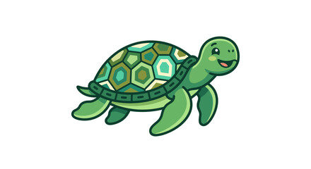 Fototapeta premium Green Turtle Cartoon Character Illustration.