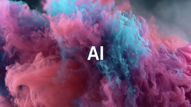 Colorful textures swirl together in a liquid motion, creating a bold visual of the concept of artificial intelligence. The scene captures vivid colors blending seamlessly in 4K detail.