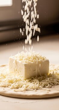Cheese Block with Shredded Cheese.