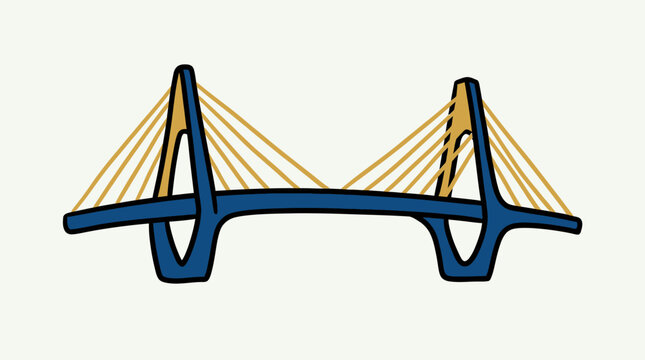 An illustration depicts a suspension bridge landscape with a hand-drawn organic design.