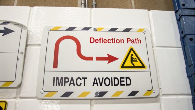 Cautionary Sign Indicating Deflection Path for Avoiding Impact During Construction or Maintenance Activities