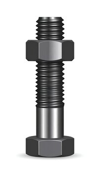 A detailed illustration of a metallic bolt with a hexagonal head and base, featuring a threaded shaft and a T-shaped handle on top