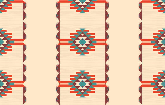 beige seamless geometric ethnic pattern. Native American ethnic design, Southwestern decor design for background, curtain, carpet, wallpaper, clothing, wrapping, Batik.