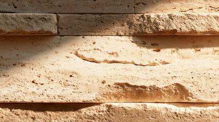 Fototapeta premium Textured Beige Limestone Wall with Delicate Patterns Highlighting Natural Elegance and Warmth