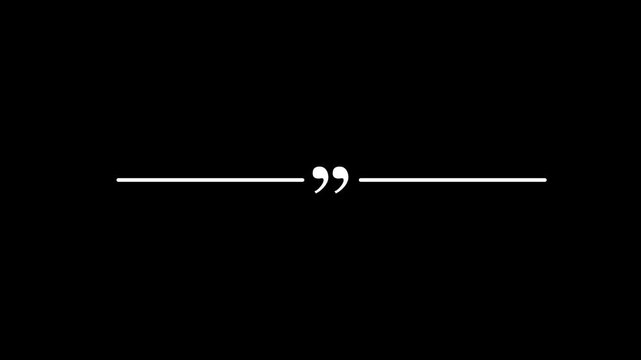 Minimalist quotation mark animation on black background, for editorial and, typography projects quote punctuation