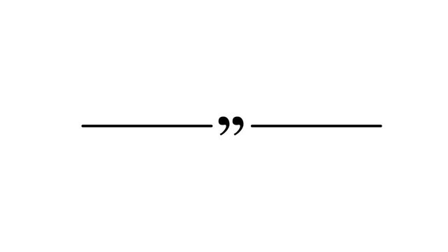 Minimalist quotation mark animation on white background, for editorial and, typography projects quote punctuation