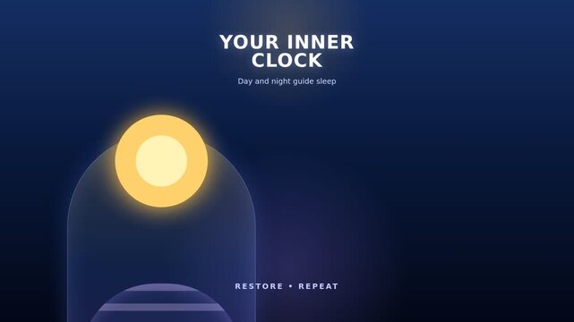 Inner clock concept with sun and moon symbols on dark background  