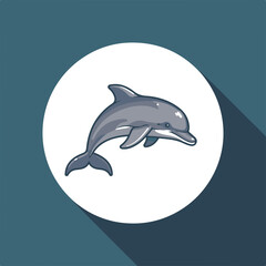 Fototapeta premium Minimalist Dolphin flat design icon vector