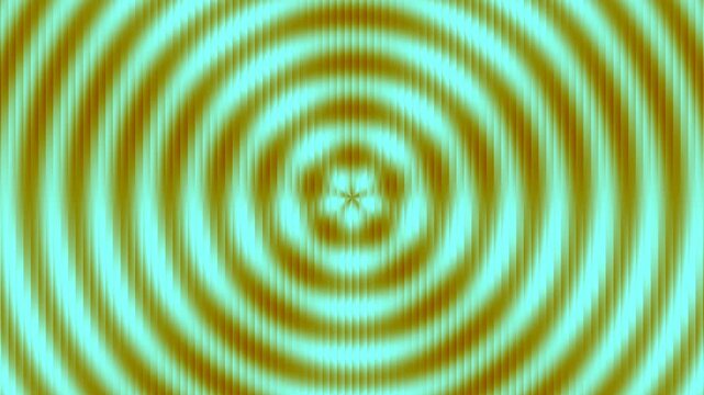 Hypnotic Concentric Circles Abstract Background with Cyan and Gold Pulsating Ripple Pattern.