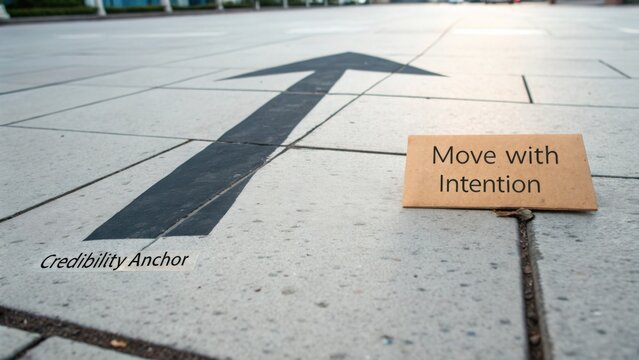 Inspirational Direction with Arrow and Message Card on Urban Pavement for Motivational Stock Photography Needs