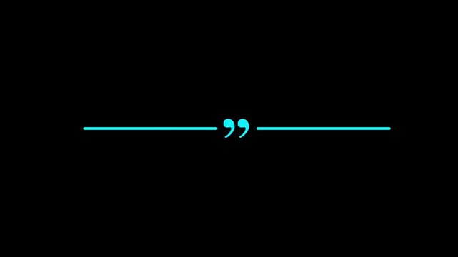 Minimalist quotation mark animation on black background, for editorial and, typography projects quote punctuation