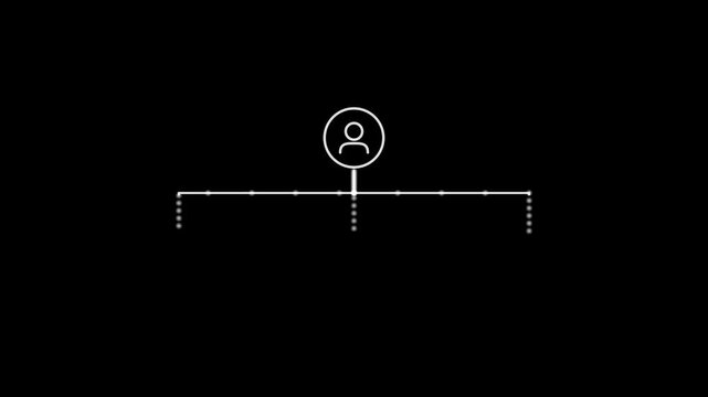Abstract Digital Hierarchy Organizational Chart Animation on Black Background